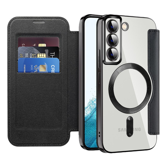 Чохол-книжка для Samsung Galaxy S22 5G, RFID Wallet MagSafe CamShield, чорний