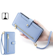 Откидной чехол для iPhone 16E, Wallet Zipper Pocket, синий