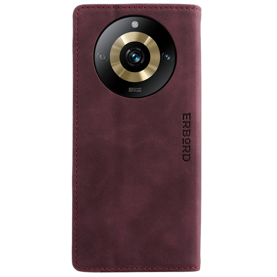 Чохол для Realme 11 Pro 5G / Pro+ 5G, ERBORD Vintage, гаманець з клапаном, червоний
