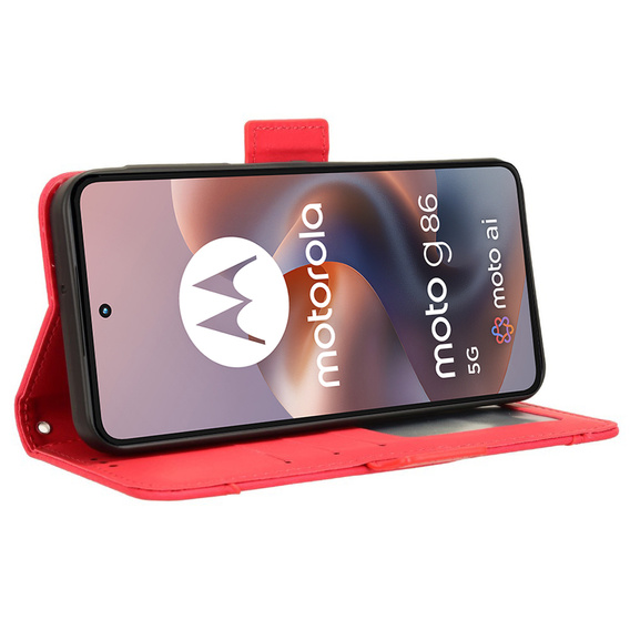 Откидной чехол для Motorola Moto G86 Power 5G, Card Slot, красный