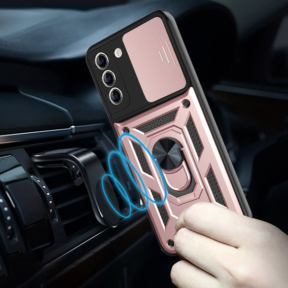 Чехол NOX Camera Slide Samsung Galaxy S21 FE, CamShield Slide, розовый rose gold
