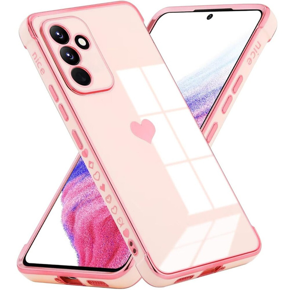 Чехол для Samsung Galaxy A35 5G, Electro heart, розовый rose gold + полное клеевое керамическое стекло