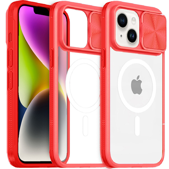 Чехол до iPhone 15, Slide Camera Magsafe, красный