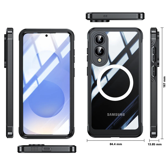 Чохол для Samsung Galaxy S25 Edge, Shockproof, зі склом, для MagSafe, чорний