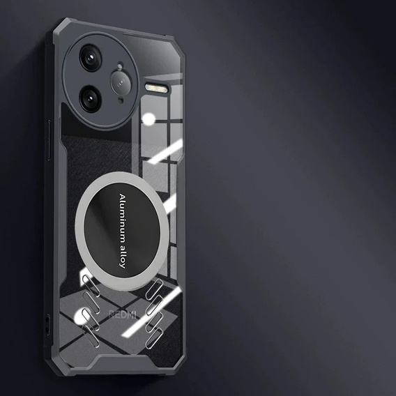 Чехол для Xiaomi Poco F7 Ultra, с магнитной пластиной, прозрачный / черный
