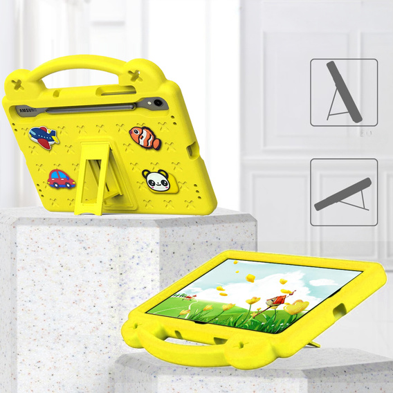 Детский чехол для Samsung Galaxy Tab S10 Lite / S10 FE / S9 FE, Cute Patterns, с подставкой, жёлтая