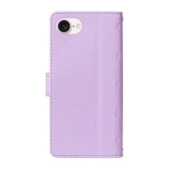 чехол-крышка для iPhone 16E, Rhombus Crossbody Leather, фиолетовый