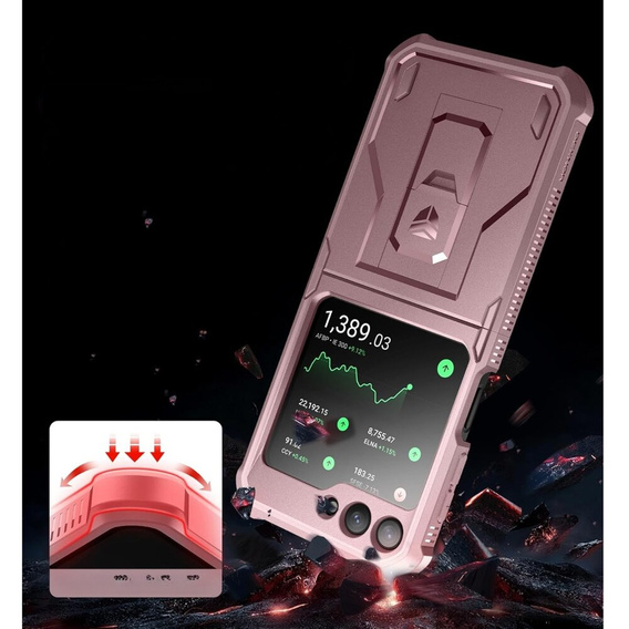 Броньований чохол для Samsung Galaxy Z Flip 5 5G, Dexnor Clip Holder, рожевий