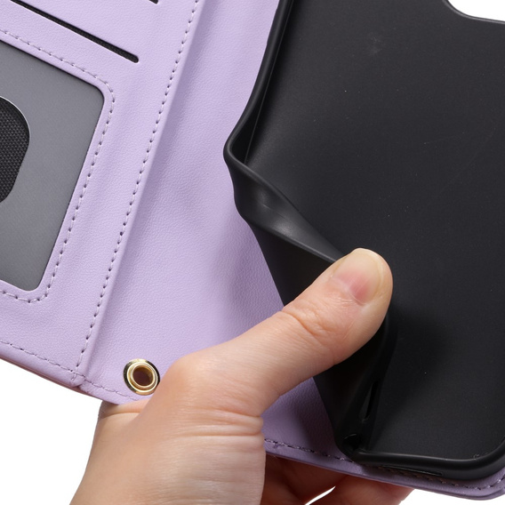 чехол-крышка для Samsung Galaxy S25, Rhombus Crossbody Leather, фиолетовый