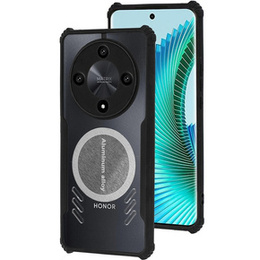 Чехол для Honor Magic 6 Lite 5G, с магнитной пластиной, прозрачный / черный