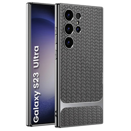 Чoхол до Samsung Galaxy S23 Ultra, GKK Woven Leather, сірий