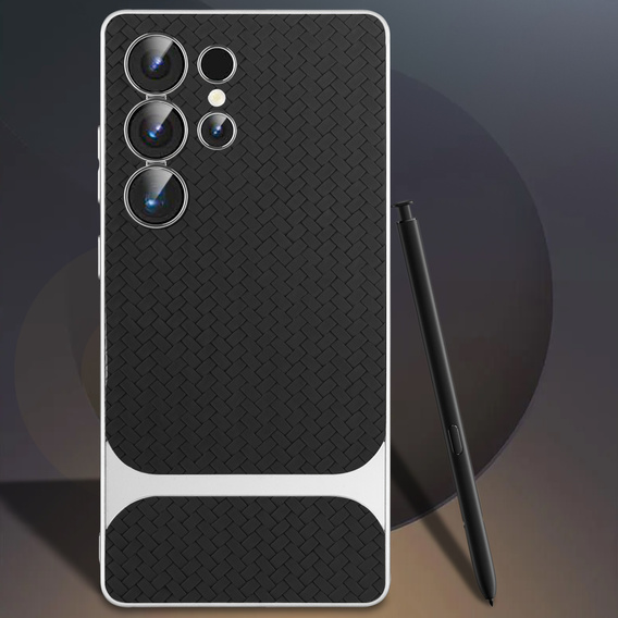 Чехол до Samsung Galaxy S25 Ultra, GKK Woven Leather, чёрный