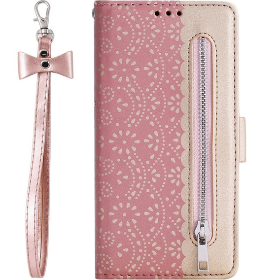 чехол-крышка для Samsung Galaxy A54 5G, Wallet Pocket Zipper Lace, розовый