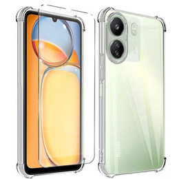 Чехол для Xiaomi Redmi 13C, Anti-Shock, прозрачный + стекло 9H
