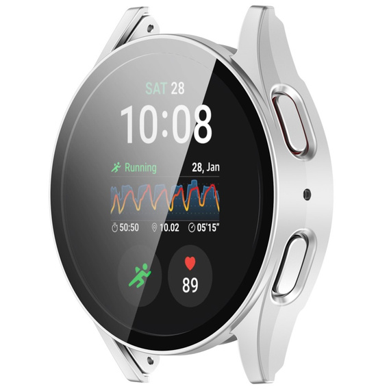 Чехол со встроенным стеклом для Samsung Galaxy Watch6 44 мм, серебряный
