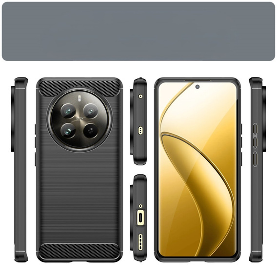 Чехол до Realme 12+ Plus 5G, Carbon, чёрный