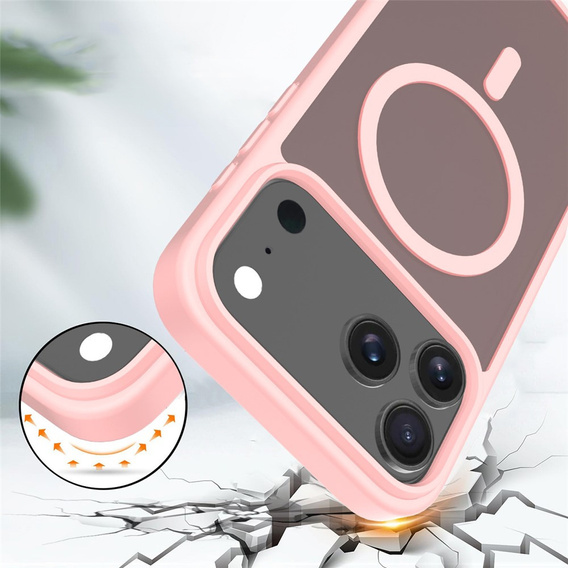 Матовий чохол для iPhone 17 Pro, для MagSafe, напівпрозорий рожевий