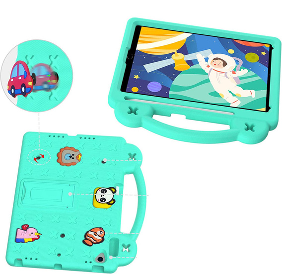 Детский чехол для iPad 10.2" 2021/2020/2019 (9/8/7 gen.) / Air 10.5" 2019 (3 gen.), Cute Patterns, с подставкой, зелёный