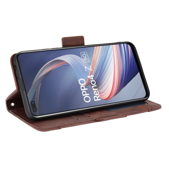 Откидной чехол для Oppo Reno 4 Z 5G, Card Slot, коричневый