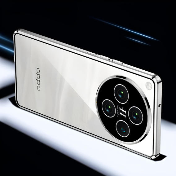 Чехол для Oppo Find X8 Pro, Magnetic Dual Glass, серебряный