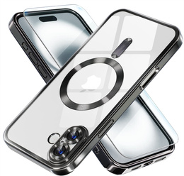 Чехол для iPhone 16 Plus, Electro MagSafe, чёрный + стекло для экрана