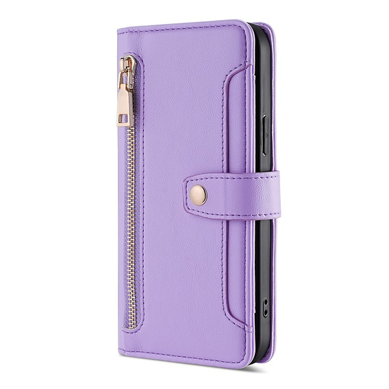 Откидной чехол для Oppo Reno8 T 4G, Wallet Zipper Pocket, фиолетовый