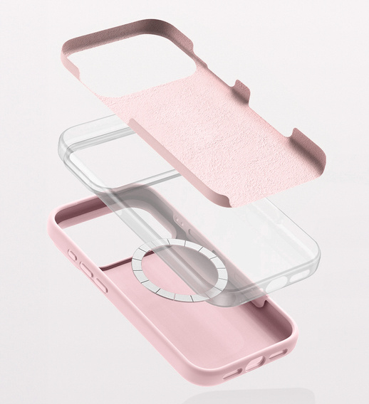 Силиконовый чехол для iPhone 17 Pro Max, для MagSafe, противоударный, розовый