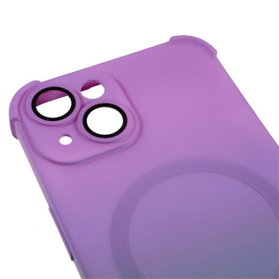 Силіконовий чохол для iPhone 14 Plus, градієнтний магнітний, для MagSafe, фіолетовий / сірий