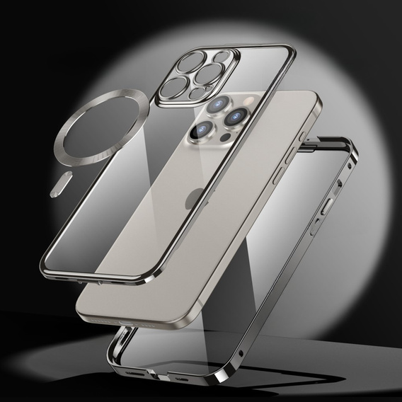 Чохол для iPhone 15 Pro, Privacy Dual Glass, для MagSafe, сріблястий