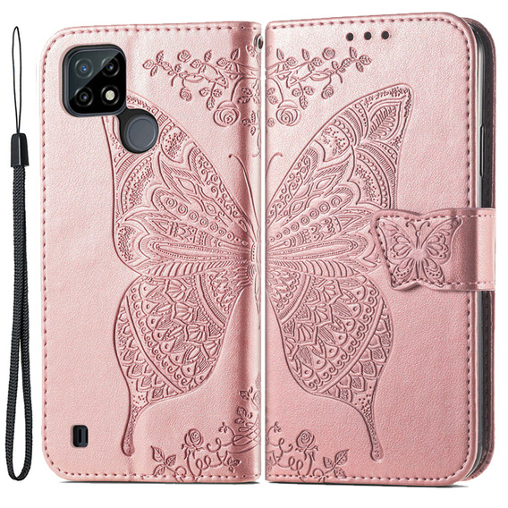 Чохол-книжка для Realme C21Y / C25Y, Butterfly, рожевий