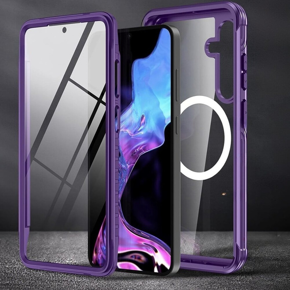 Чехол для Samsung Galaxy A55 5G, Shockproof, со стеклом, для MagSafe, фиолетовый