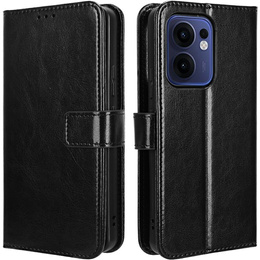 Футляр з клапаном для Oppo Reno 13F / Oppo Reno 13FS, Crazy Horse Wallet, чорний