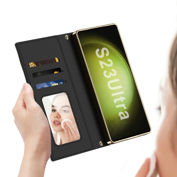 Флип-кейс для Samsung Galaxy S23 Ultra, GKK Mirror Wallet, чёрный