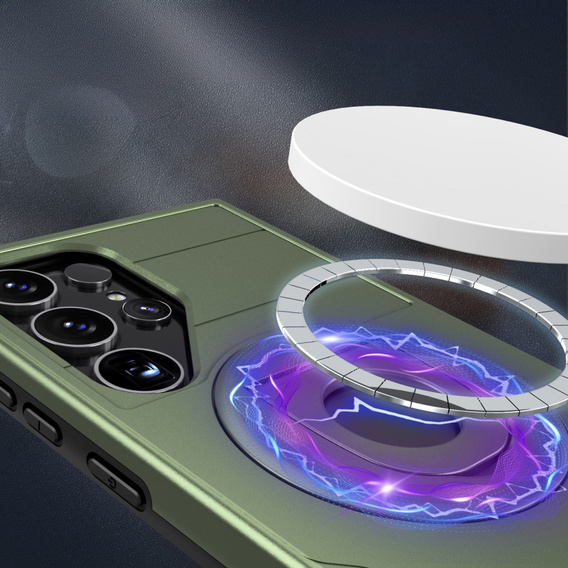 Чехол MagSafe для Samsung Galaxy S24 Ultra, Military Magnet, зелёный