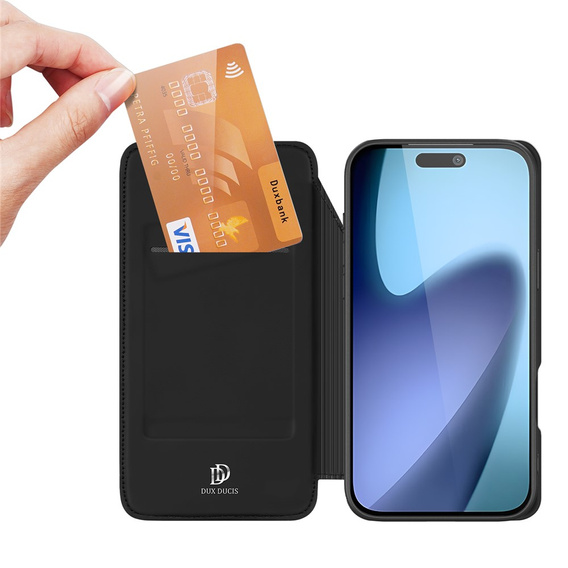 Чехол Dux Ducis для iPhone Air, Skin Pro, с клапаном, со слотом для карт, черный