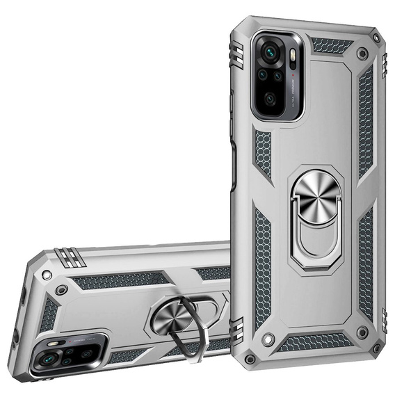 Броньований Чoхол до Xiaomi Redmi Note 10/10S, Nox Case Ring, сріблястий