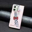 Откидной чехол для Motorola Moto G54 5G, Wallet, giraffe, розовый