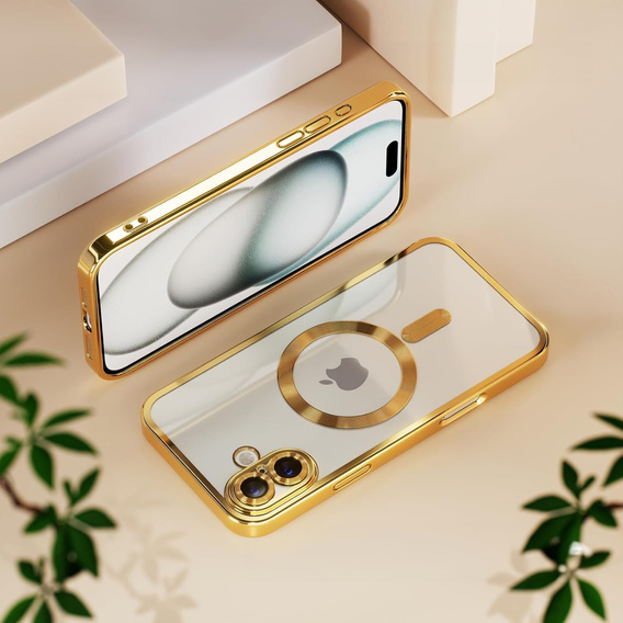 Чохол для iPhone 16 Plus, Electro MagSafe, золотий + Скло на екран