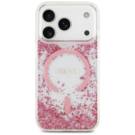 Чехол GUESS Resin Bottom Glitter MagSafe для iPhone 17 Pro