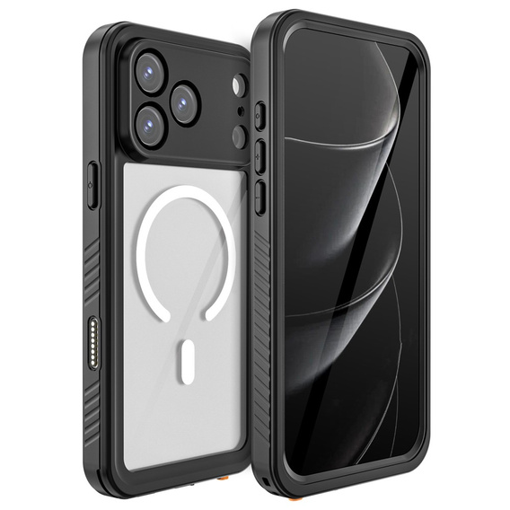 Чехол Redpepper для iPhone 17 Pro Max, водонепроницаемый IP68, для MagSafe, прозрачный с черными боками