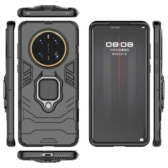 Чехол до Huawei Mate 50 Pro 4G, Kickstand Ring, чёрный
