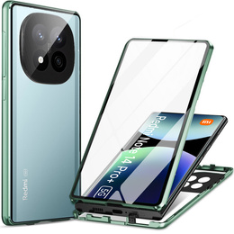 Чехол для Xiaomi Redmi Note 14 Pro+, Magnetic Dual Glass, зелёный