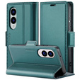 Чехол для Samsung Galaxy S25 Edge, ERBORD Glossy Litchi, кошелек с клапаном, зелёный