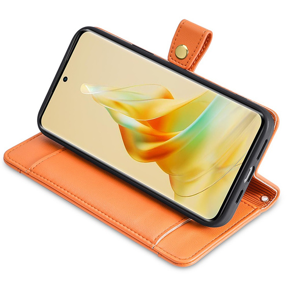 Откидной чехол для Oppo Reno8 T 4G, Wallet Zipper Pocket, оранжевый