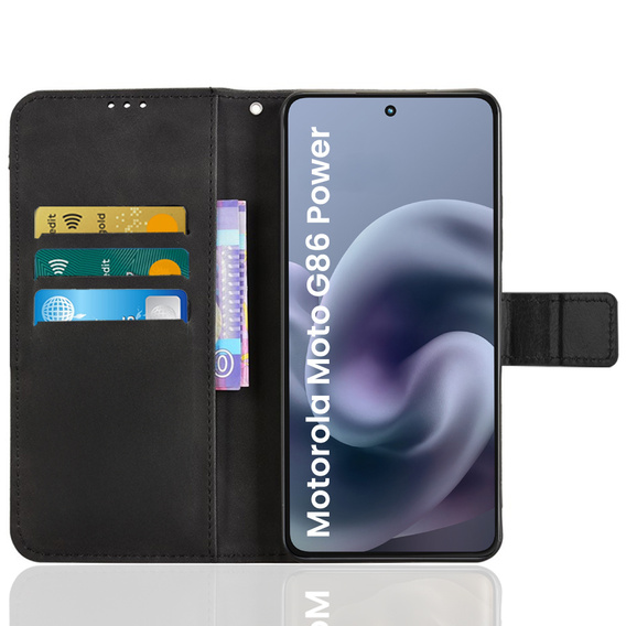 Откидной чехол для Motorola Moto G86 Power 5G, Crazy Horse Wallet, чёрный