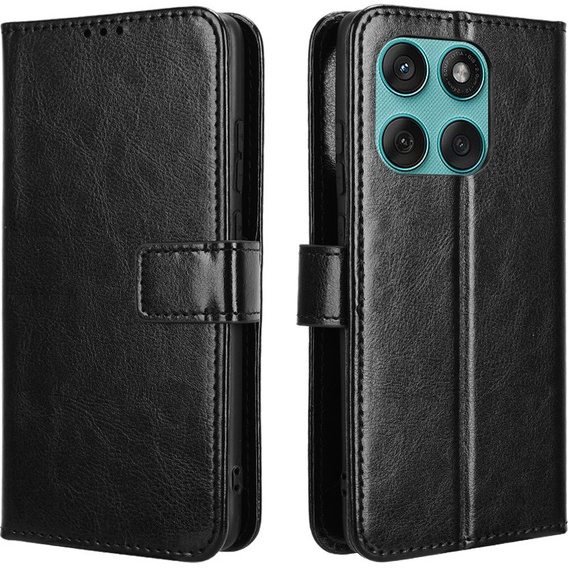 Откидной чехол для Motorola Edge 60 / 60 Fusion, Crazy Horse Wallet, чёрный