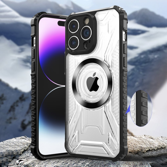 Протиударний чохол MagSafe для iPhone 15 Pro Max, чорний / прозорий