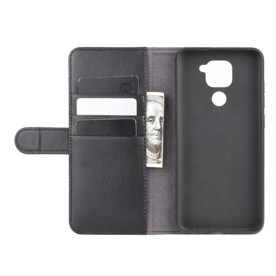Чехол Wallet до Xiaomi Redmi Note 9, Genuine Leather, Black