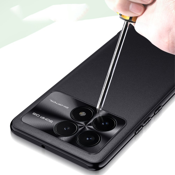 Шкіряний чохол для Xiaomi Poco F6 Pro, leather hybrid, чорний
