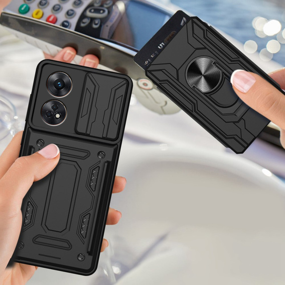 Броньований чохол для Oppo A98 5G, Camera Slide Card Slot, чорний